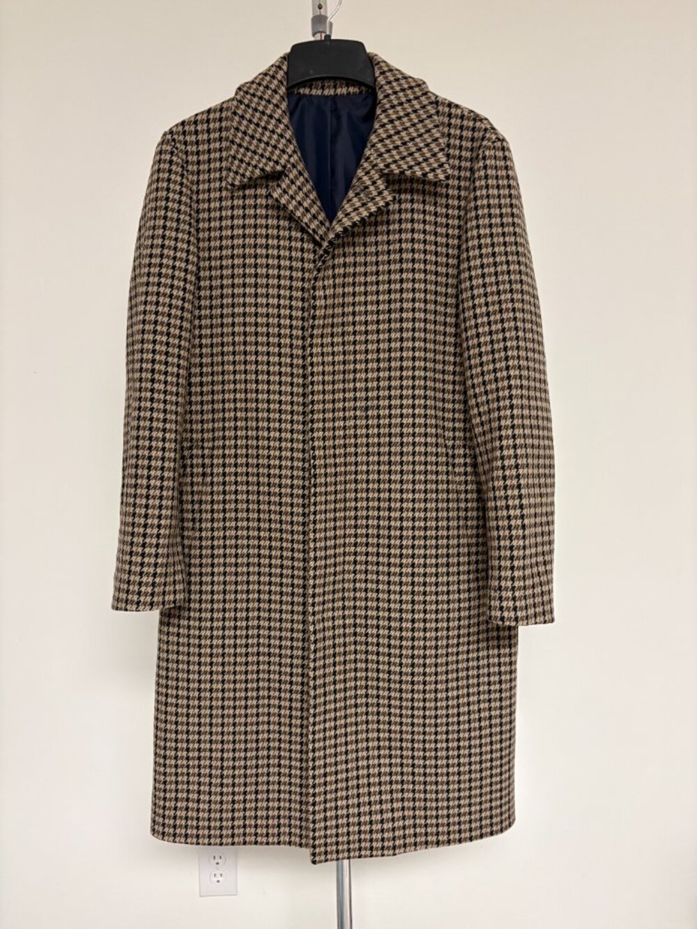 Enzio Men's Winter Overcoat In Houndstooth Pattern Size S